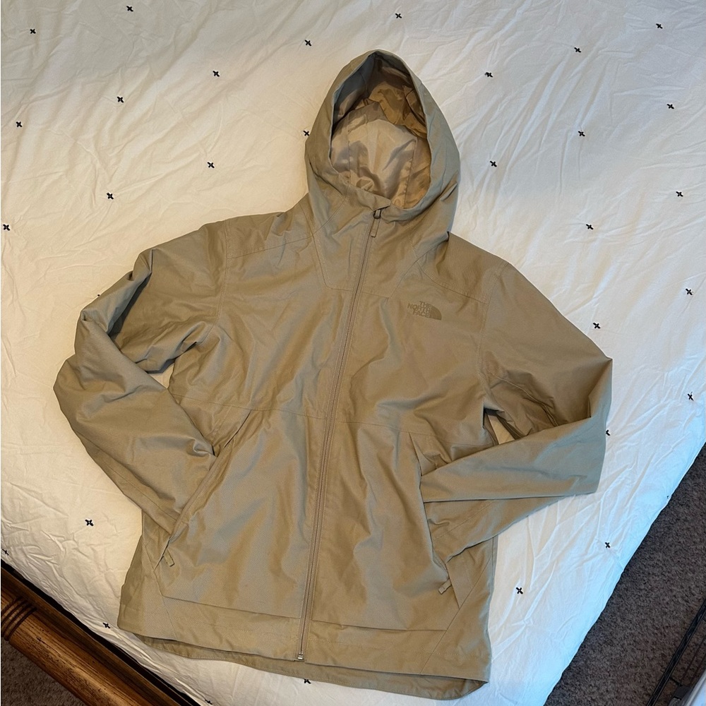 Men's Tan Northface waterproof Hooded rain Jacket